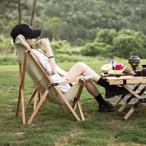 Chaise longue pliable en tissu bois massif, fauteuil d'extérieur pliable Portable avec motif papillon, idéal pour le camping, le barbecue, la pêche, le voyage, la <span class=keywords><strong>plage</strong></span> ou la randonnée, offre spéciale - Product Image 6