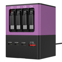 Nouvelle conception, chargeur de bureau rapide 110W à 7 ports Type-C et 1 USB, câbles rétractables, écologique, universel pour téléphones mobiles, montres