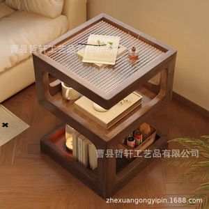 Estante de Almacenamiento de Madera Minimalista Moderno de 3 Niveles, Mesa de Noche de Madera Sólida para Dormitorio, Sala de Estar, Multiusos - Product Image 3