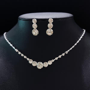 Kadın gümüş gelin düğün takısı Set Rhinestone kristal kolye damla küpe bağlantı bileklik bilezik gelinler için balo - Product Image 4