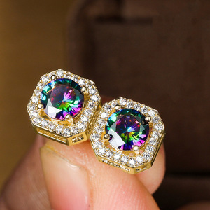 Orecchini Geometrici Colorati per Donne, Gioielli Arcobaleno Scintillanti per Uso Quotidiano - Product Image 2