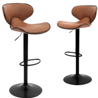 Vente en gros de tabouret de bar à gaz antique style unique en cuir PU chaise de cuisine pivotante haute avec dossier