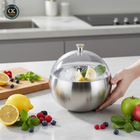 Seau à glace en acier inoxydable avec couvercle orange, conteneur à glace isotherme de qualité supérieure pour bar, fête, bac à glace pour cocktails, champagne, vin