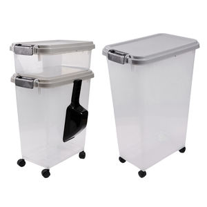 Ensemble <span class=keywords><strong>de</strong></span> 3 pièces, conteneur <span class=keywords><strong>de</strong></span> stockage <span class=keywords><strong>de</strong></span> nourriture <span class=keywords><strong>pour</strong></span> animaux <span class=keywords><strong>de</strong></span> compagnie, chat, <span class=keywords><strong>chien</strong></span>, hermétique, 30 litres, 10 litres, avec pelle et roulettes - Product Image 6