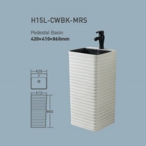Lavabo de Pedestal Cuadrado de Cerámica Hengbai de 42x41x86 cm con Grifo de un Solo Orificio - Product Image 2