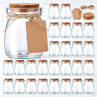Pot en verre transparent de 100 ml avec couvercle en liège, bouteille vide pour lait, yaourt, dessert, artisanat DIY, échantillons d'épices, stockage, logo personnalisé