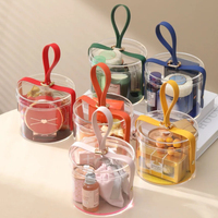 Prêt stock vente en gros transparent acrylique main boîte-cadeau boîte à bonbons coloré boîte-cadeau de Noël rond seau boîte à main!