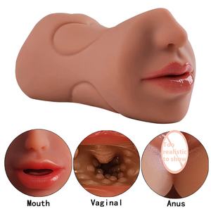 Jouets sexuels pour hommes adultes personnalisables, moule inversé à trois trous, double tête, lécheur de langue, gobelet d'avion, équipement de masturbation buccale - Product Image 3