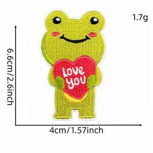 Patch thermocollant brodé motif animaux mignons (chien, éléphant, chat, grenouille, ours, hérisson) et cœur d'amour pour la Saint-Valentin, idéal pour la décoration - Product Image 6