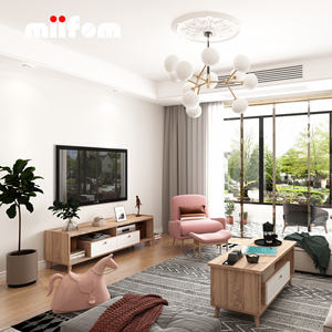 <span class=keywords><strong>Meuble</strong></span> <span class=keywords><strong>TV</strong></span> d'appartement personnalisé à grain de bois léger simple et discret - Product Image 2