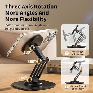 Magnetic Phone Stand 360 Degree <b>Rotation</b> Adjustable <b>Desk</b> Holder for Apple iPhone Foldable Design ABS Plastic Base - Product Image 5