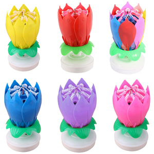Hermosa flor de la música romántica pastel pétalo de forma de vela de flor de loto pétalo de la vela para fiesta de cumpleaños - Product Image 2