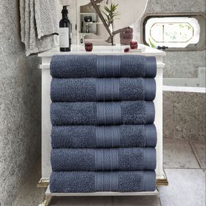 Serviettes de toilette Trident Soft Comfort Air Rich 100% coton 500 GSM, très absorbantes, douces pour la peau, lot de 6 (30,5x30,5cm) bleu marine - Product Image 3