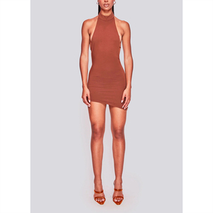 Tendenza Estate 2026: Abiti Donna di Alta Qualità, <span class=keywords><strong>Mini</strong></span> Abito alla Moda con Collo Alto, Tinta Unita, Sexy e Scollato sul Retro - Product Image 5