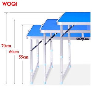 Conjunto de mesa y sillas plegables para exteriores Woqi 120x60x70, muebles de jardín de acero, azul real, 4 plazas, diseño minimalista - Product Image 2