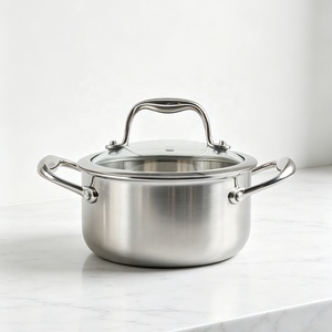 Induction Compatible Minimalist Design Stainless Steel Soup Pot with Glass Lid - Product Image 2
