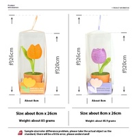 Fleur artificielle tissée tulipe au crochet faite à la main plante en pot ornement de bureau pour les événements de vacances et les cadeaux