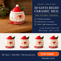 Mug de Noël avec couvercle et cuillère 430 ml, design Père Noël, tasse en céramique pour café, lait et journées enneigées