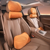 Ensemble de coussins de voiture en suède, luxe léger et minimaliste, pour appuie-tête et soutien lombaire, avec oreiller cervical en mousse à mémoire de forme et support de siège de voiture personnalisable avec logo
