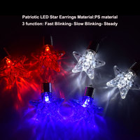 Boucles d'oreilles LED patriotiques en plastique rouge, blanc et bleu avec étoiles pour la Fête Nationale Américaine et les Fêtes du Nouvel An