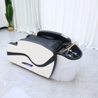 Lit de lavage de cheveux multifonctionnel réglable avec bac de lavage intégré pour salon de coiffure et spa capillaire