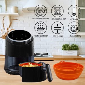Vaisselle de nettoyage épaissie sans BPA sans four Panier pliable réutilisable Doublures de friteuse à air en silicone pour accessoires de casseroles de cuisson - Product Image 1