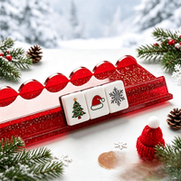 Support de rangement pour Mahjong en acrylique épais personnalisé, 20 pouces, de luxe, transparent, rouge, avec paillettes dorées, organisateur magnétique à ondes pour les jetons