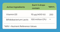 Gotas Probióticas para Bebés Bebeklive-D 25 ml Bifidobacterium Lactis Vitamina D3 Apoyo a la Digestión Huesos y Dientes Saludables 2 Años de Duración