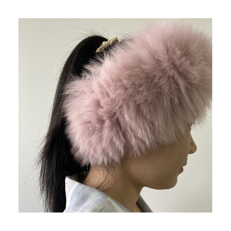 2022 дизайнерская модная повязка на голову с натуральным мехом на заказ, женская зимняя Роскошная вязаная эластичная повязка на голову из лисьего меха для женщин, роскошная