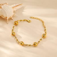 Bracelet chaîne torsadée en acier inoxydable plaqué or avec perles texturées pour femme, bijou décontracté au quotidien