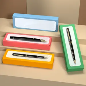 متعدد الألوان مخصص طباعة ملصق القرطاسية القلم التعبئة والتغليف هدية مربع مع نافذة PVC
