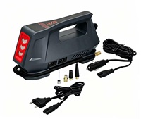 Pompe à air portable pour voiture à double alimentation AC/DC avec voyant d'avertissement LED, gonfleur de pneus numérique 110V/12V avec plusieurs embouts