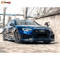 Kit de carrosserie en fibre de carbone de style voiles noires avec lèvre avant, diffuseur arrière pour Audi RS4 B9 2019-2020