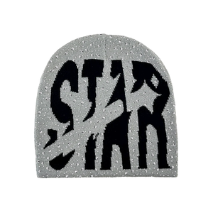 カスタムリバーシブルビニオールオーバープリントデザイナーニットユニセックスラインストーンベニーキャップ帽子冬スカルキャップキントビーニー男性用 - Product Image 4