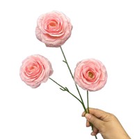 Handgefertigte Seiden-Kunstrose mit 3 Köpfen, Moderne Hochwertige Blumen für Hochzeit, Muttertag, Heimdekoration, Realistische Rote Blumen