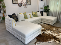 Juego de Sofás Modulares Chesterfield Europeos de Terciopelo Moderno con Patas de Plástico Doradas - Muebles para Sala de Estar y Hotel