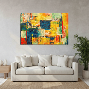 Abstract Canvas Print: Vibrant Red, Navy, Yellow Modern Wall Art,<b>WRAPPED</b> CANVAS - Product Image 3