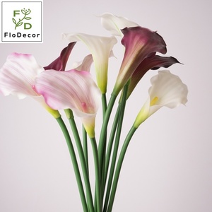 Lirio de Cala Artificial de Alta Calidad, 55 cm, Plástico Suave, <span class=keywords><strong>Blanco</strong></span> Borgoña, Tacto Real, para Decoración de Mesa de Boda o Sala de Estar - Product Image 1