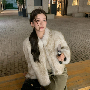 <span class=keywords><strong>Manteau</strong></span> en fausse fourrure de renard écologique pour femmes avec col montant, <span class=keywords><strong>manteau</strong></span> en fourrure épais et chaud pour l'hiver - Product Image 2
