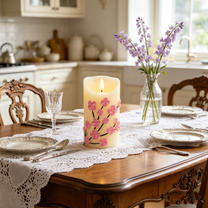 <span class=keywords><strong>Bougie</strong></span> électronique <span class=keywords><strong>LED</strong></span> à motif de fleurs de prunier avec flamme 3D, alimentée par piles, décoration romantique pour Noël et le Nouvel An - Product Image 3