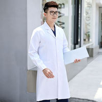 Blouse médicale blanche pour médecin, en polycoton, à boutons-pression, manches longues, col à revers, poches latérales, certifiée CE, pour hôpital, OEM