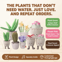 Jouet pour chien en peluche écologique en forme de plante succulente, cactus en pot, couineur, doux et interactif pour chiot, usine OEM ODM