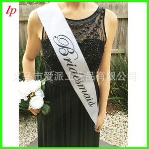 สายสะพายเจ้าสาวสีขาวพิมพ์ลายสีดำ LPP4235 สำหรับงานแต่งงาน ปาร์ตี้สละโสด งานพรอม เจ้าสาว เพื่อนเจ้าสาว แม่เจ้าสาว แม่เจ้าบ่าว - Product Image 3