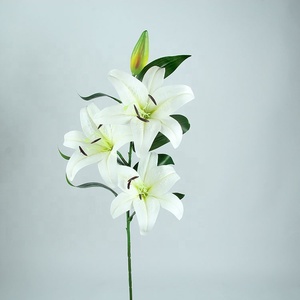 X-1125 Lirios de Seda Artificiales de 100 CM, Color Blanco, 3 Cabezas, 1 Capullo, Tipo Tigre - Product Image 6