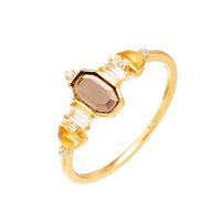 Bague hexagonale Mlluki Custom Factory en argent sterling 925 plaqué or 14 carats avec pierres précieuses citrine et topaze blanche
