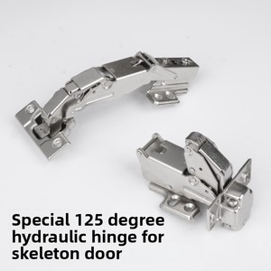 Cerniera idraulica ampio angolo per porta, con chiusura ammortizzata a 125 gradi, in acciaio laminato a freddo nichelato, design moderno a linea scheletrica - Product Image 3