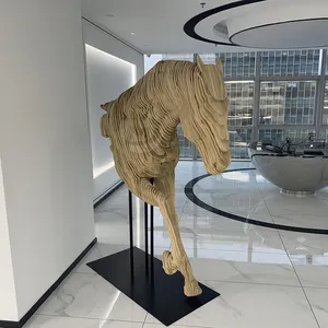 Decorazione personalizzata Home Art statua a grandezza naturale scultura di cavallo in legno per interni