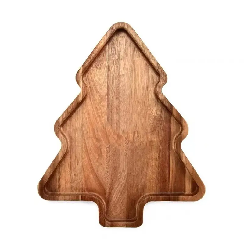 Wooden Christmas Tree Tray Storage tray for Christmas decorations Baking Plate Steak Bread Cutting Board Pizza Tray household