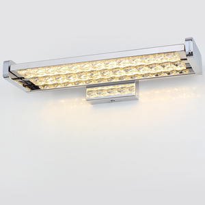 โคมไฟติดผนังคริสตัล LED ทันสมัย ​​โครเมียม รูปทรงสี่เหลี่ยมผืนผ้า แสงสีขาวนวล ไฟกระจกห้องน้ำ ติดตั้งบนพื้นผิว 3500K - Product Image 6