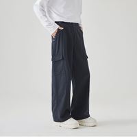 Pantalon cargo décontracté urbain pour homme en mélange de coton coupe ample avec taille élastique et jambe droite, confortable et respirant – Collection Printemps/Été 2025
